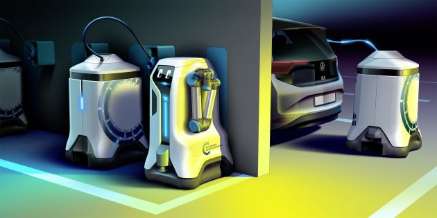 Volkswagen develops mobile robot to charge your EV