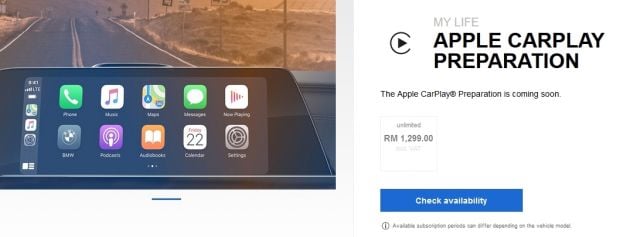 BMW Apple CarPlay – subscription fees dropped, but one-time RM1,299 activation fee still needed for CKD