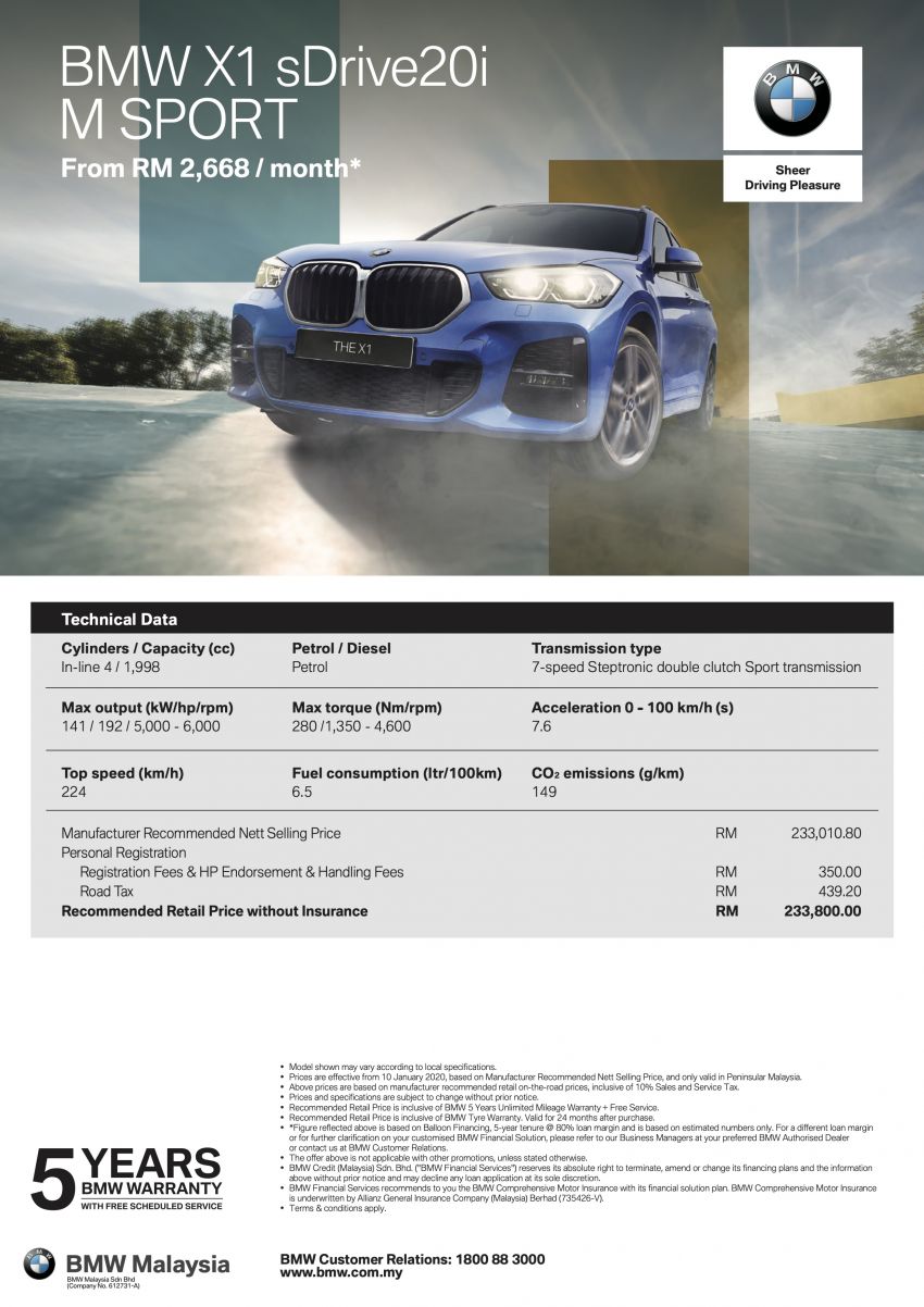 F48 BMW X1 LCI launched in Malaysia – sDrive20i M Sport with 192 PS/280 Nm 2.0L turbo engine; RM234k Image #1067381