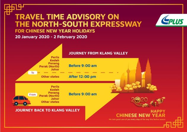 PLUS releases travel time advisory schedule for North-South Expressway during Chinese New Year 2020