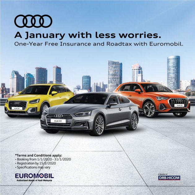 AD: Enjoy complimentary road tax and insurance for one year with every new Audi from Euromobil!