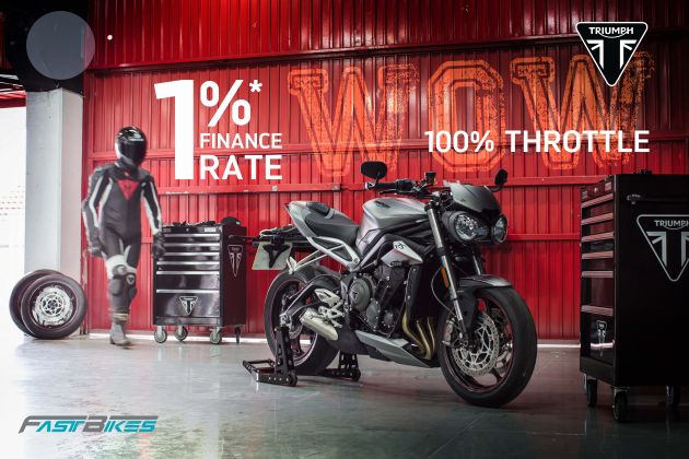 AD: Triumph Motorcycles WOW! 1.0 promo – 1.0% for MY18-19 bikes, two years free service for MY20 bikes!