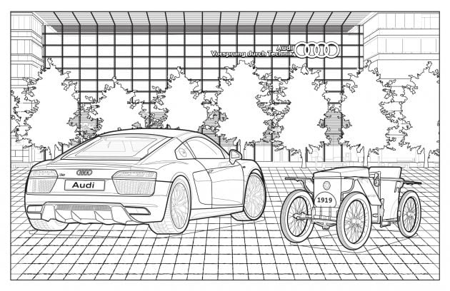 Mercedes-Benz, Audi colouring images to pass time