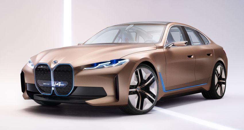 BMW Concept i4 revealed – previews electric Gran Coupe with 530 hp, 600 km range; debut in 2021 1090471