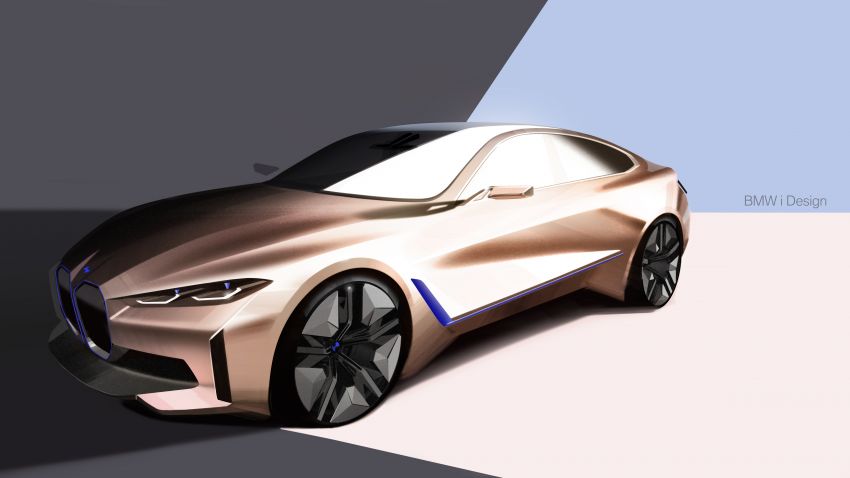 BMW Concept i4 revealed – previews electric Gran Coupe with 530 hp, 600 km range; debut in 2021 1090526