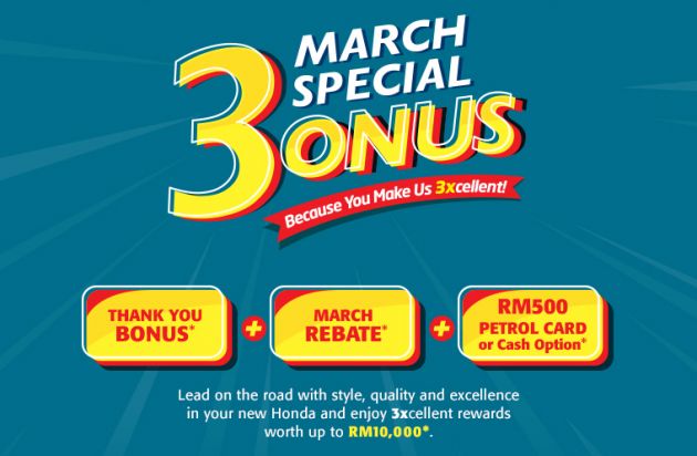 Honda ‘3onus’ March Special, up to RM10k of rebates
