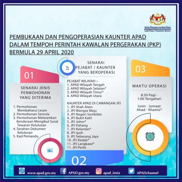 Kaunter APAD akan dibuka semula dari 29 April – untuk tempoh terhad 8.30 pagi hingga 1 tengahari