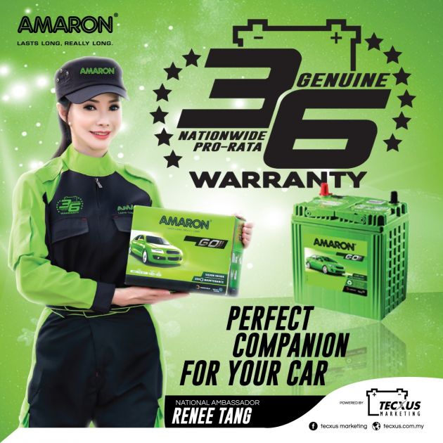 Amaron car batteries with 36-month pro-rata warranty