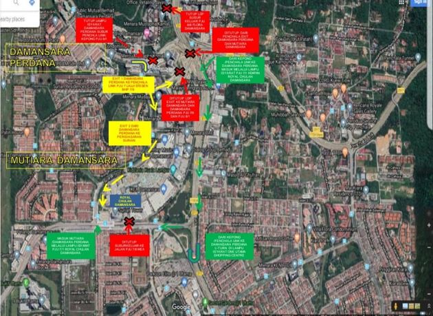 Polis tambah 1 lokasi sekatan jalan, 5 jalan ditutup di Petaling Jaya mulai 10 April  hingga tamat PKP fasa 2