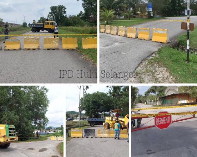 MCO: Police announce 7 roadblocks, 5 road closures in Hulu Selangor – areas around Bukit Beruntung