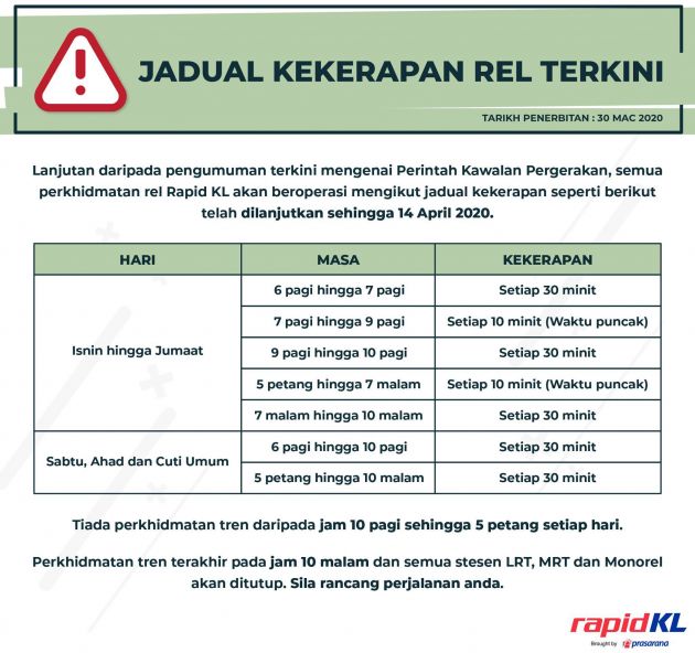 Rapid KL train and bus schedules for MCO Phase 2