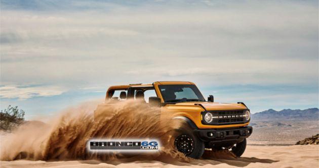 Ford Bronco without doors, roof seen ahead of launch