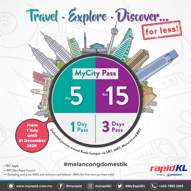 Diskaun tambahan untuk Pas MyCity bagi pengguna rel, BRT di Lembah Klang 1 Julai-31 Dis – Prasarana