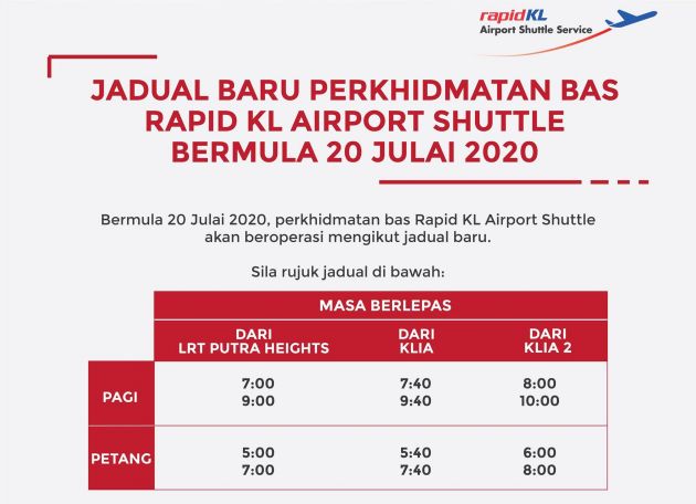 Rapid KL Airport Shuttle – new schedule from July 20