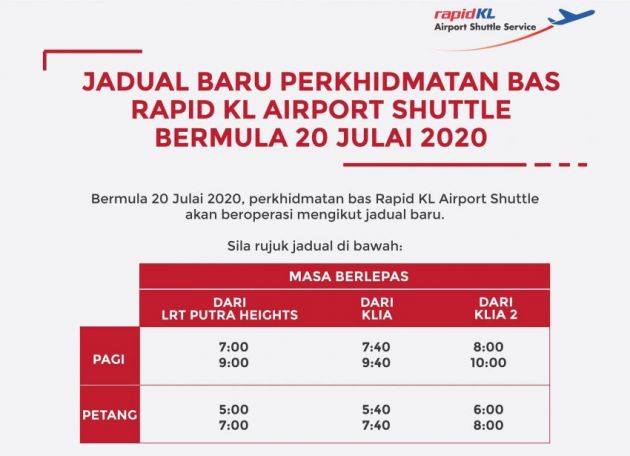 Rapid KL mula jadual baru bas perantara KLIA/KLIA2