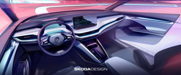 Skoda Enyaq iV reveals its interior in official sketch