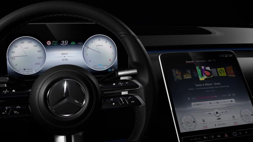 Perincian MBUX baru Mercedes-Benz S-Class W223 – head-up display AR, skrin 12.8 inci, baca pergerakan 1143529