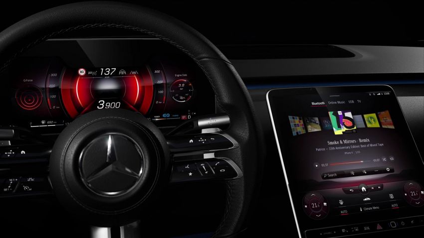 Perincian MBUX baru Mercedes-Benz S-Class W223 – head-up display AR, skrin 12.8 inci, baca pergerakan 1143530