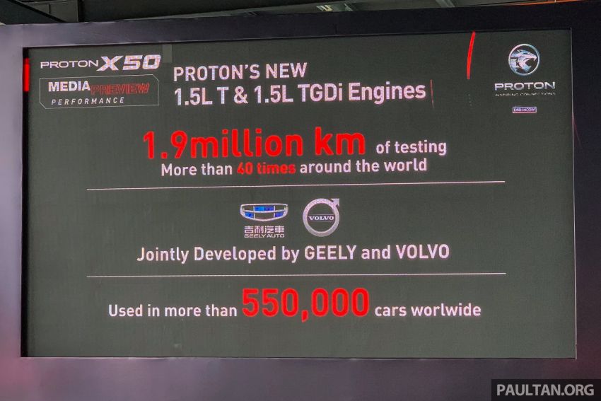 Proton X50 – 177 PS and 255 Nm for 1.5 TGDI, 0-100 km/h in 7.9 seconds; 150 PS and 226 Nm for 1.5 T 1185635