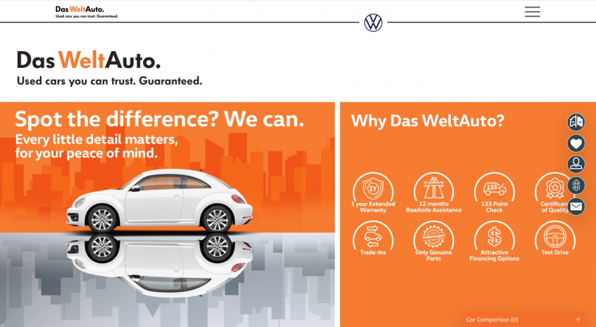 Das WeltAuto — laman web baru diperkenalkan; lihat, bandingkan kereta dan tawaran dari VW Malaysia 1190215
