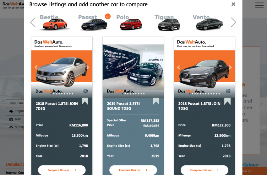 Das WeltAuto — laman web baru diperkenalkan; lihat, bandingkan kereta dan tawaran dari VW Malaysia 1190209