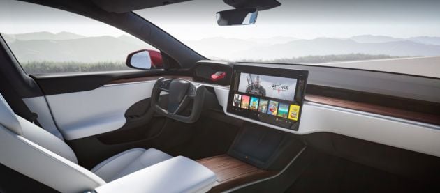 2021 Tesla steering yoke legal in the United Kingdom, onboard gaming computer for rear occupants only