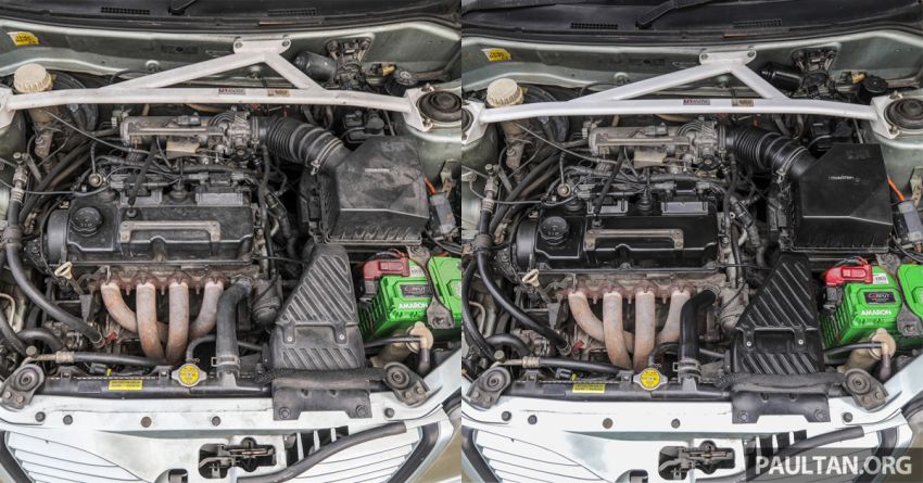 Safest method for cleaning a really dirty engine bay –  brush, towels and some elbow grease, not water hose 1237057