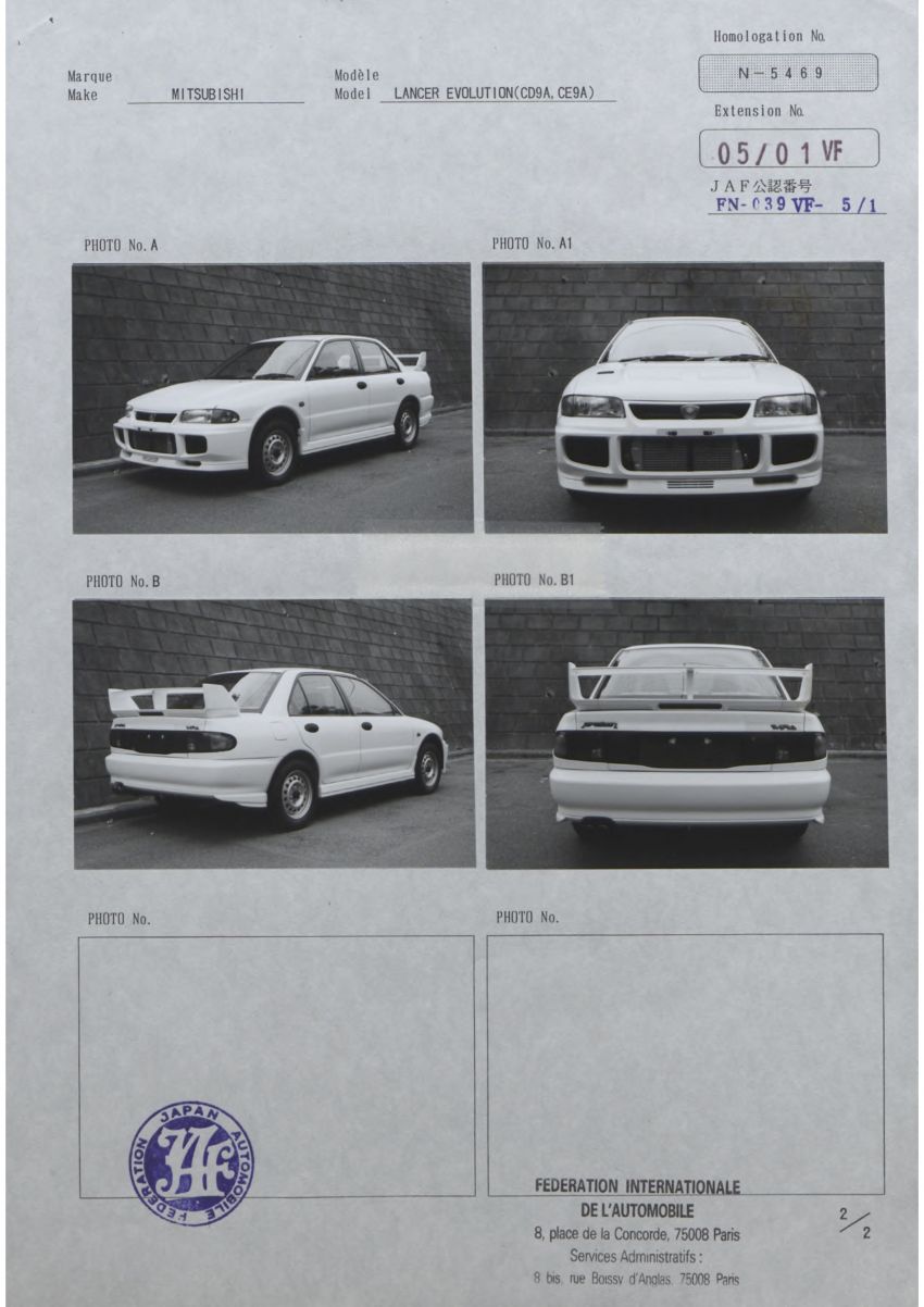 Dokumentasi Mitsubishi daftarkan Proton sebagai varian Lancer Evolution kepada FIA didedahkan 1238893
