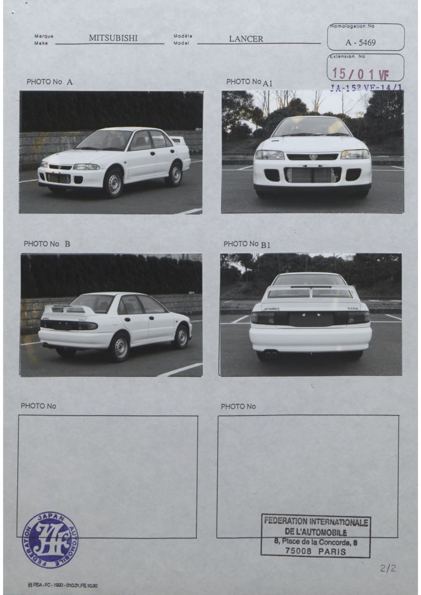 Dokumentasi Mitsubishi daftarkan Proton sebagai varian Lancer Evolution kepada FIA didedahkan 1238891