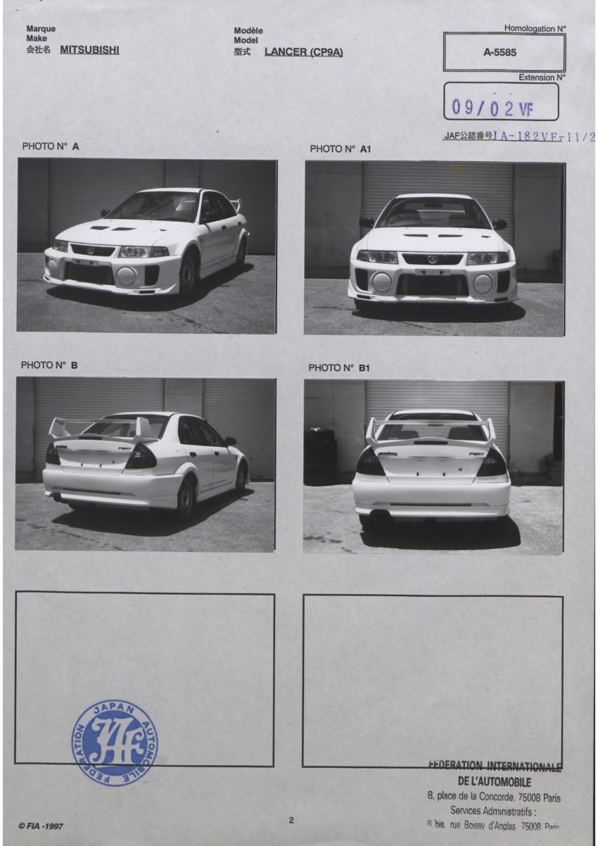 Dokumentasi Mitsubishi daftarkan Proton sebagai varian Lancer Evolution kepada FIA didedahkan 1238896