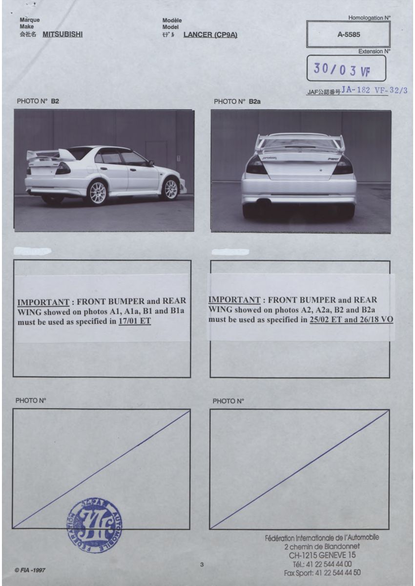 Dokumentasi Mitsubishi daftarkan Proton sebagai varian Lancer Evolution kepada FIA didedahkan 1238903