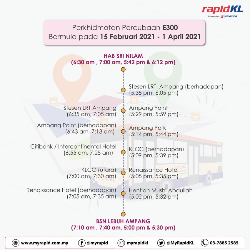 Rapid KL trialling rush hour bus services – Wangsa Maju, Ampang, Puchong to KL; morning and evening 1247886