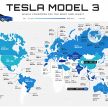 Tesla Worldwide Index – affordability of Model S, Model 3, Model X, Model Y in various markets shown