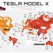 Tesla Worldwide Index – affordability of Model S, Model 3, Model X, Model Y in various markets shown