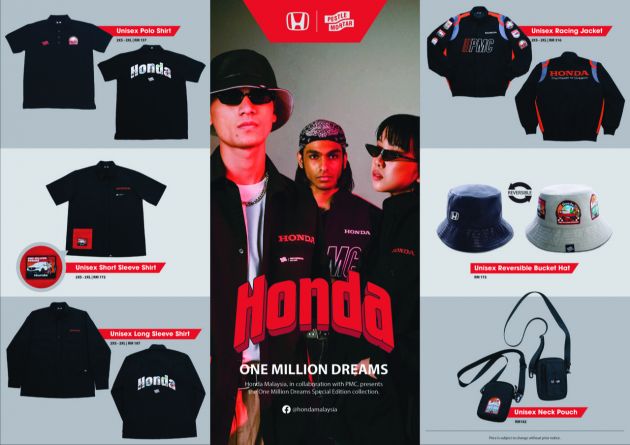 Koleksi barangan Honda 1 Million Dreams – kolaborasi dengan Pestle & Mortar, dijual melalui Shopee