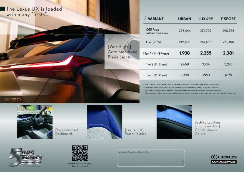 AD: Alami kemewahan Lexus UX dalam tiga langkah mudah dengan pelan pembiayaan Lexus Next Step 1255732