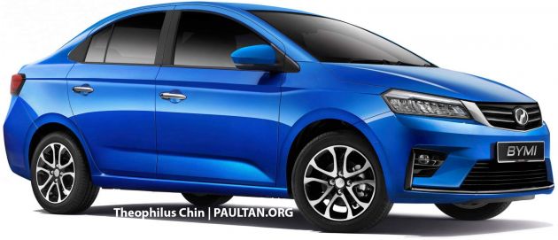 Perodua Myvi sedan rendered with Ativa design cues