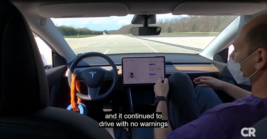 Tesla Autopilot continues to operate without anyone in the driver’s seat, Consumer Reports demonstrates 1286847