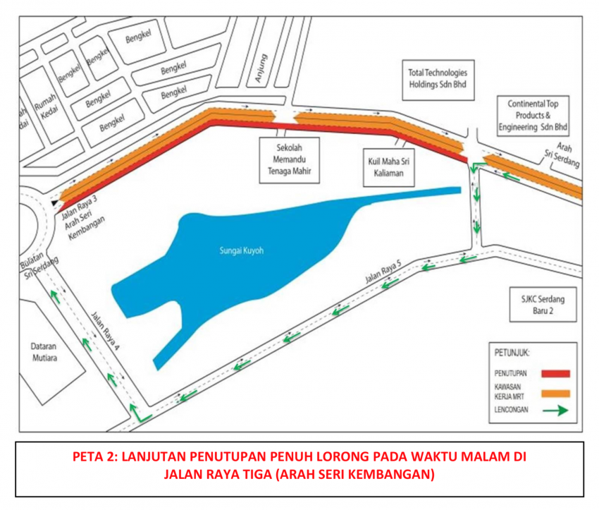 Continuation of night time full lane closures in Seri Kembangan for MRT Putrajaya Line works – 5 months 1287609