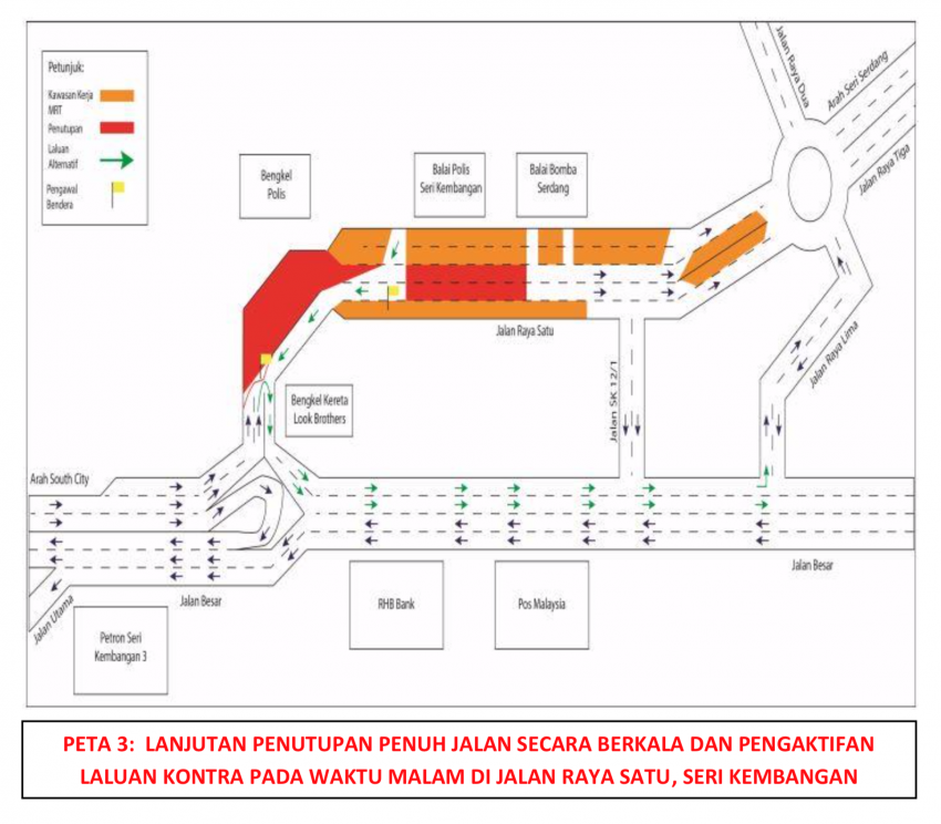 Continuation of night time full lane closures in Seri Kembangan for MRT Putrajaya Line works – 5 months 1287610