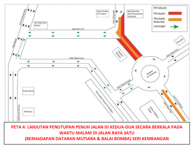 Continuation of night time full lane closures in Seri Kembangan for MRT Putrajaya Line works – 5 months