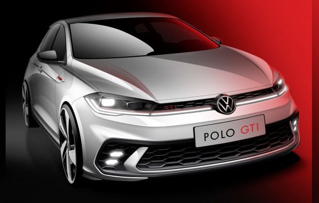 2021 Volkswagen Polo GTI Mk6 facelift teased in design sketch – official debut happening in June