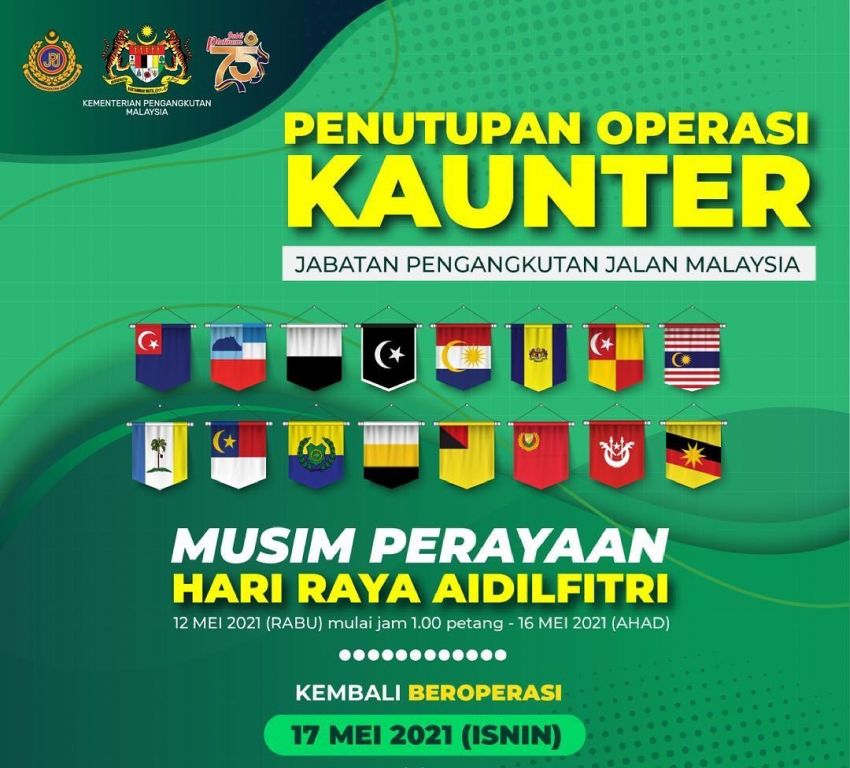 JPJ counters closed nationwide May 12-16 for Raya 1293528