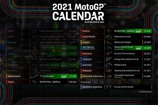 Kalendar MotoGP 2021 diubah – pusingan di Jepun batal, Thailand, Australia, Malaysia masih diteruskan