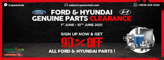 Sime Darby Motors dan SpareXHub umum jualan 10 hari  – diskaun alat ganti asli Ford, Hyundai hingga 90%
