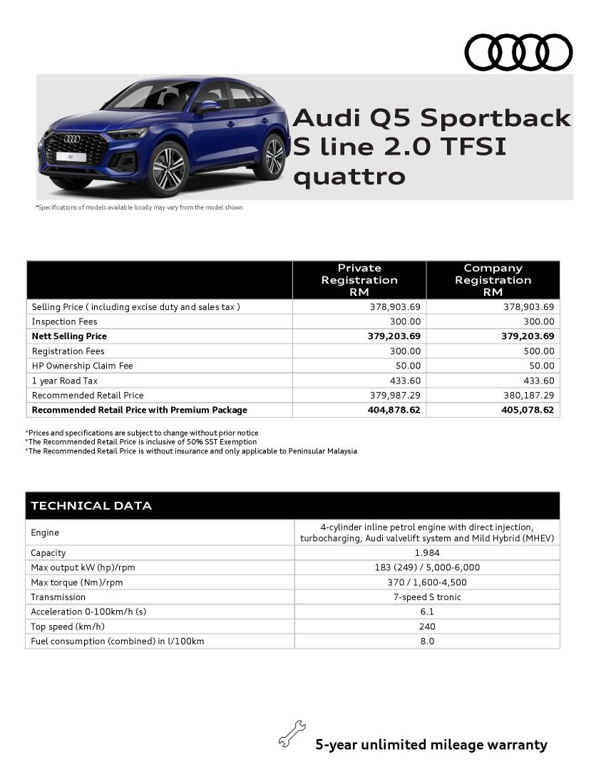 2021 Audi Q5 Sportback launched in Malaysia – S line 2.0 TFSI quattro, CBU, from RM405k before options Image #1336510
