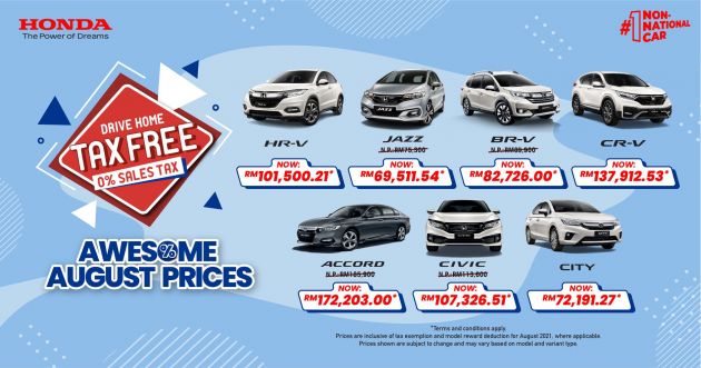 Honda Malaysia slashes car prices for August promo – Jazz under RM70k, Civic from RM107k, CR-V RM138k!