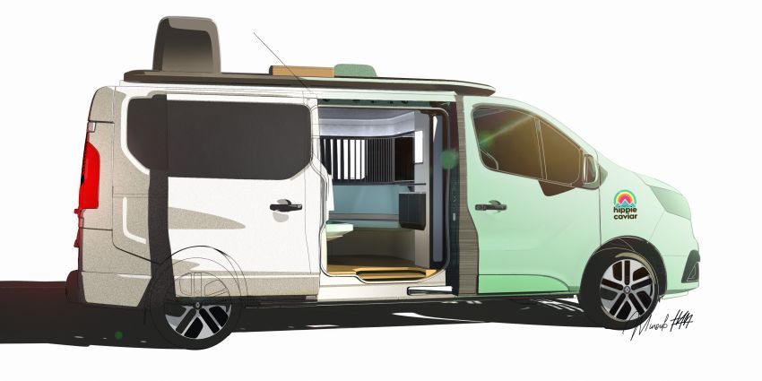 Renault Hippie Caviar Hotel — konsep van camper EV dengan khidmat layanan dan kontena logistik 1331749