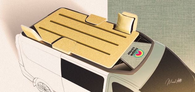 Renault Hippie Caviar Hotel – EV camper van concept with concierge services, logistics container delivery