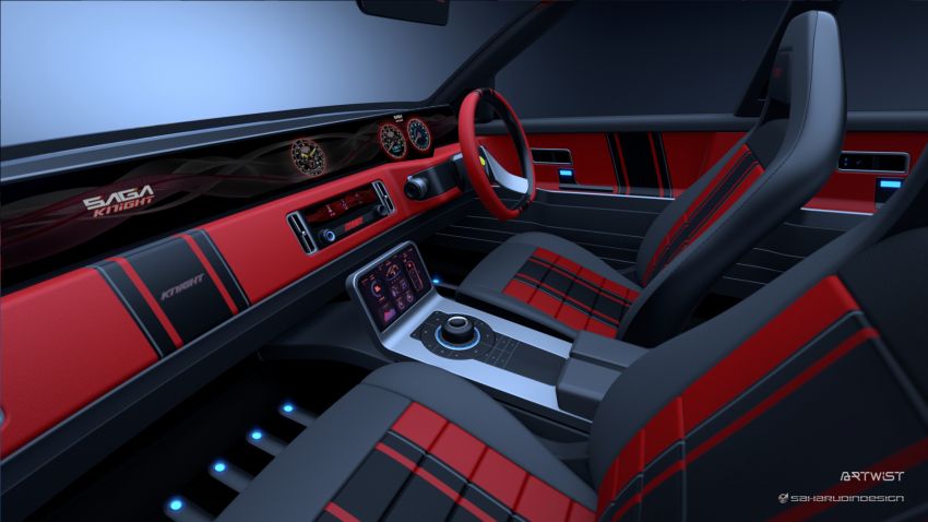 Proton Saga Knight concept – new interior pics, modern retro vibe with full-width digital dashboard 1337682